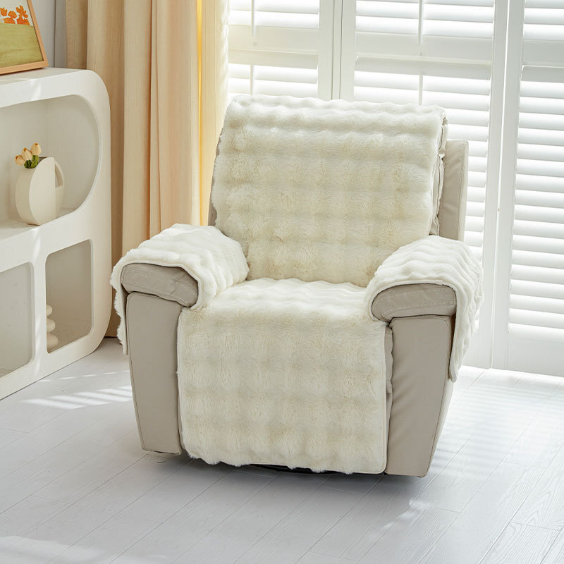Faux Rabbit Plush Sofa Cover Cushion Protector Slipcover Couch Recliner Armchair