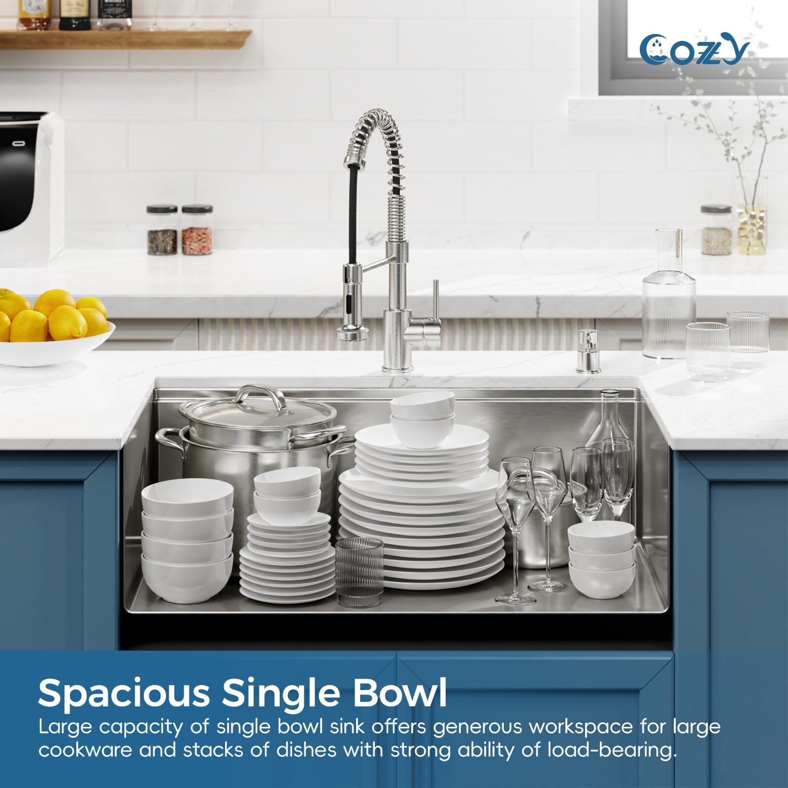 Cozy undermount stainless steel Brush sink 33x19x8 inch with accessory