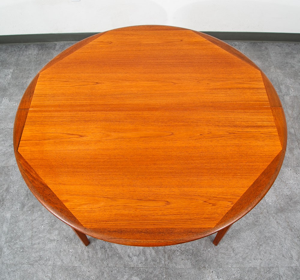 Mid Century Danish Dining Table Teak Round Square Expanding leaf Oval Denmark