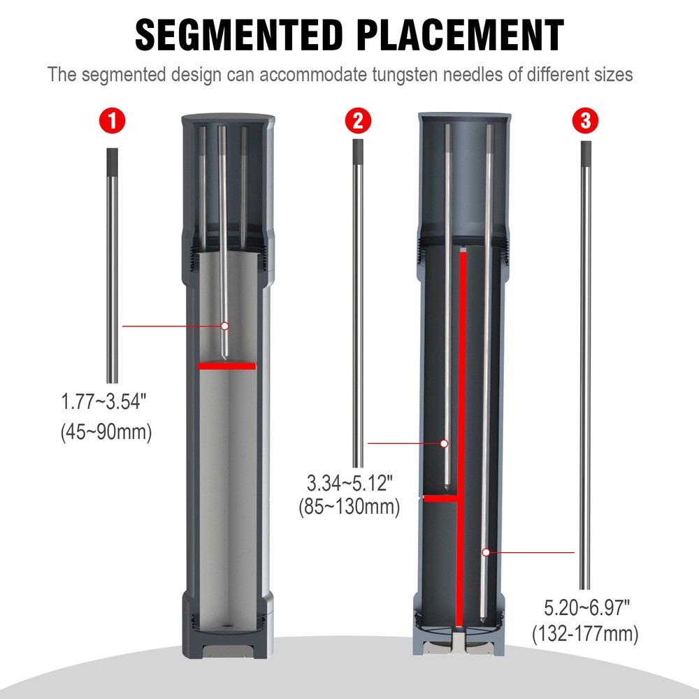 3mirrors TIG Welding Tungsten Electrode Storage Solution 3 Section Magnetic Case