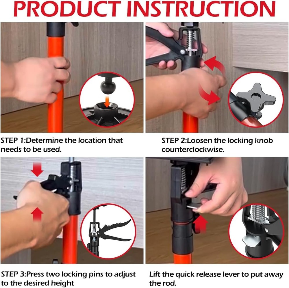 2Pack Cabinet Jacks for Installing Cabinets Adjustable Support Pole 12" to 24...
