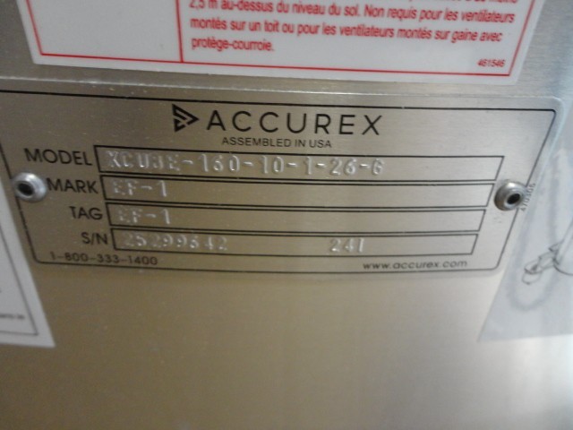 Upblast Exhaust Fan Belt Drive Motor 115v ACCUREX XCUBE-160-10-1-26-6