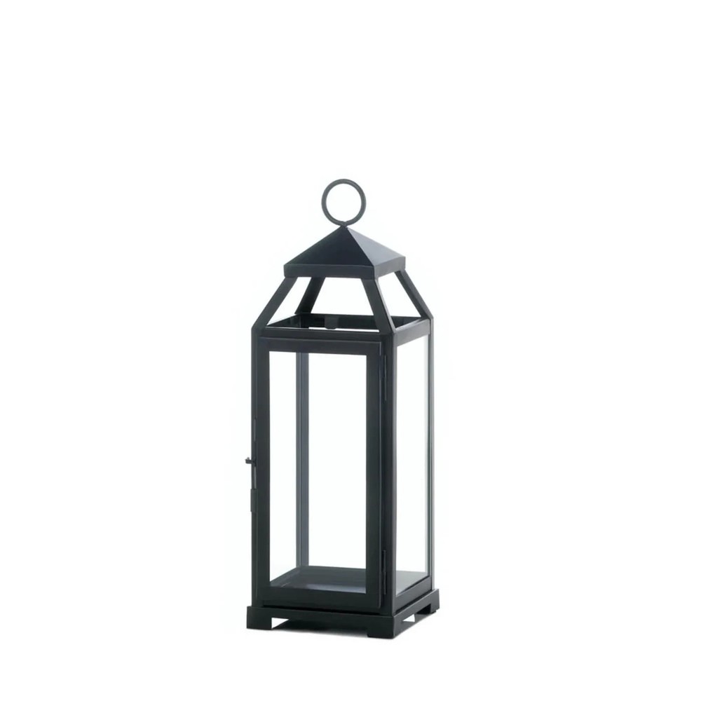 MEDIUM LEAN SLEEK LANTERN - 15 1/2" - IRON & GLASS