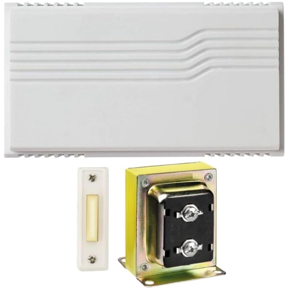 Professional Grade Wired Two-Note Doorbell Chime Kit with Easy Install Button