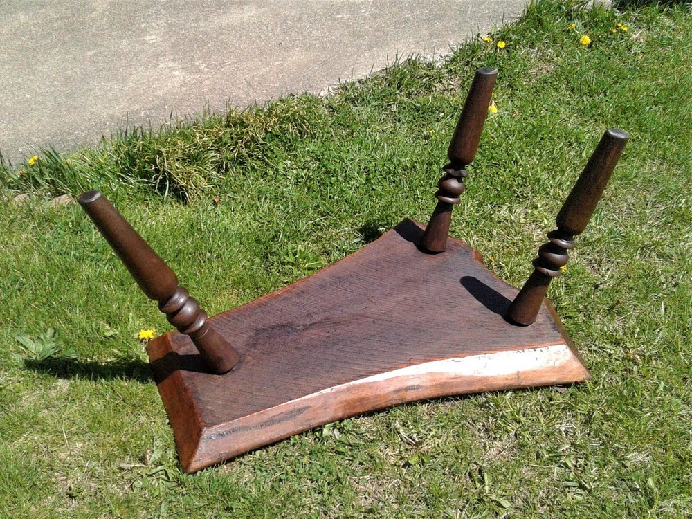 Antique Primitive Solid Walnut Plank Bench Live Edge 1900s Era