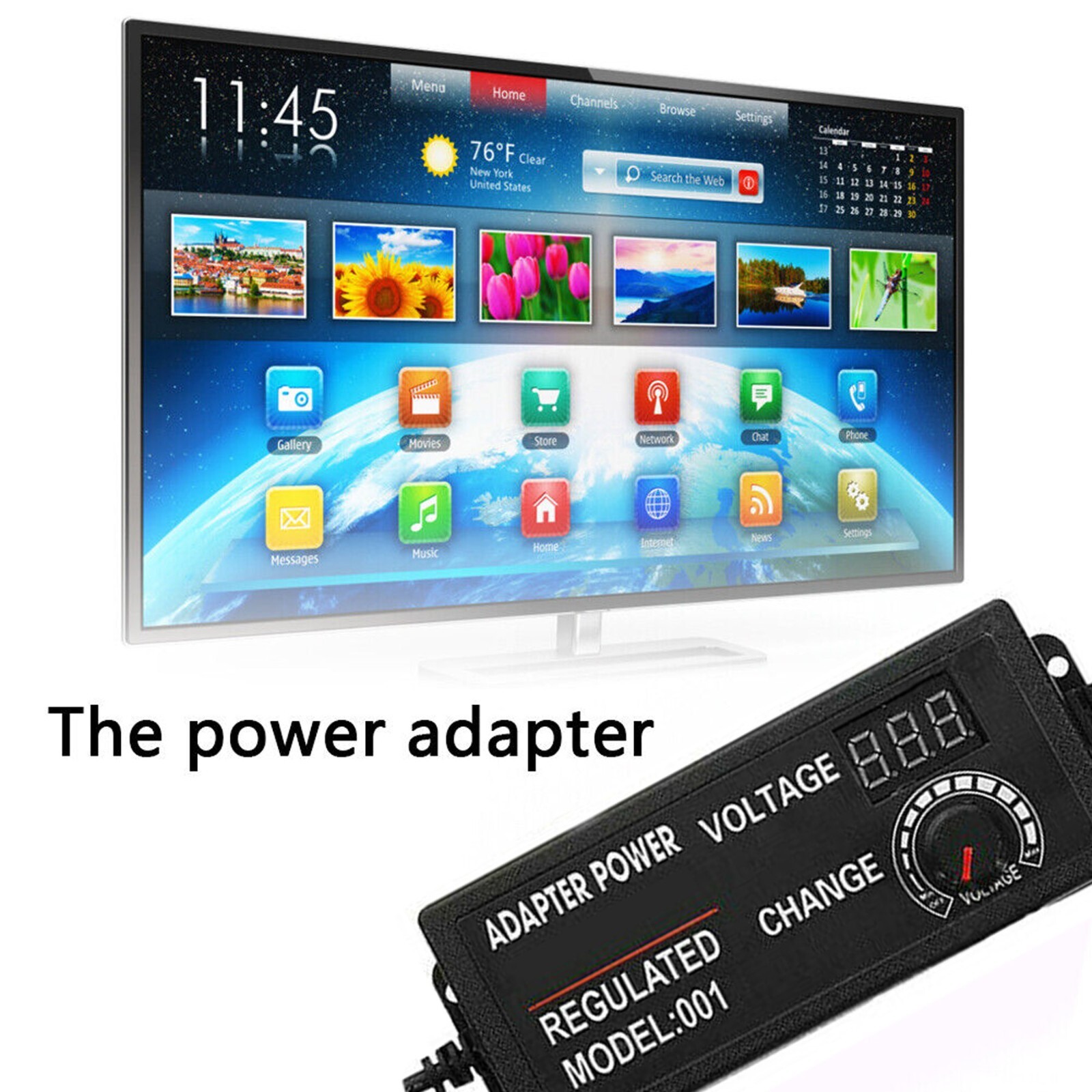 60W Power Supply Adjustable DC 3V-24V 12V Variable Universal AC DC Adapter