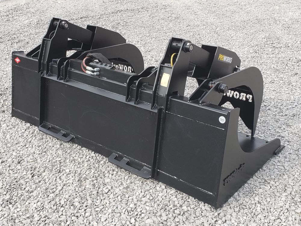 80″ Severe Duty Solid Bottom Bucket Grapple Fits Skid Steer Quick Attach Loader