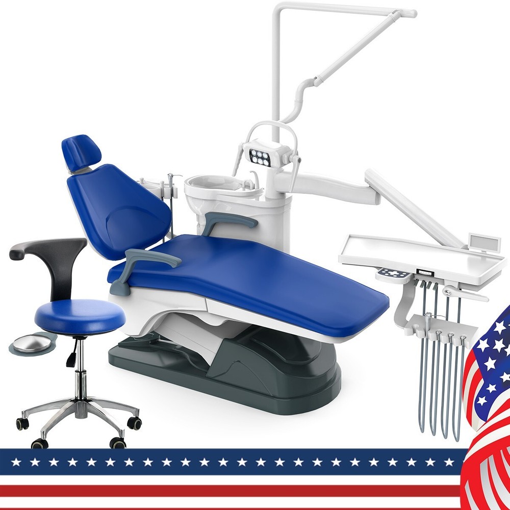 FDA Dental Unit Chair Computer Controlled DC Motor PU Leather +Dentist Stool