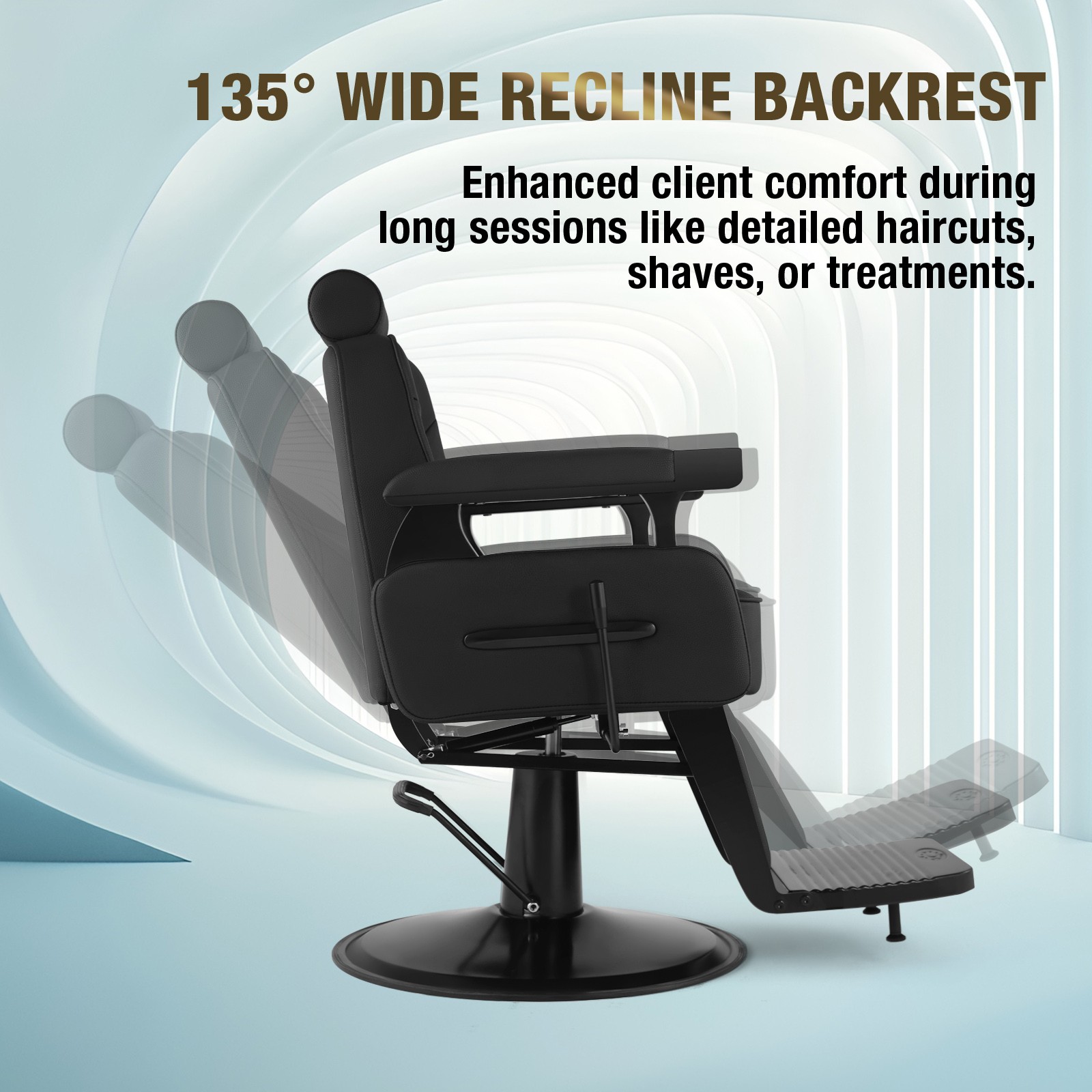 Vintage Black Recline All Purpose Barber Chair Hydraulic SalonSpa Beauty Stylist