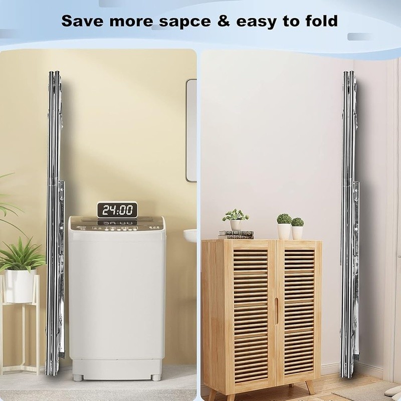 Foldable Stainless Steel Clothes Drying Rack Heavy Duty Adjustable Space Saving