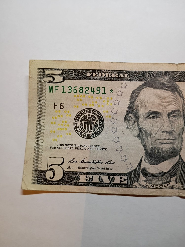 2013 $5 Star Note Mf13682491*