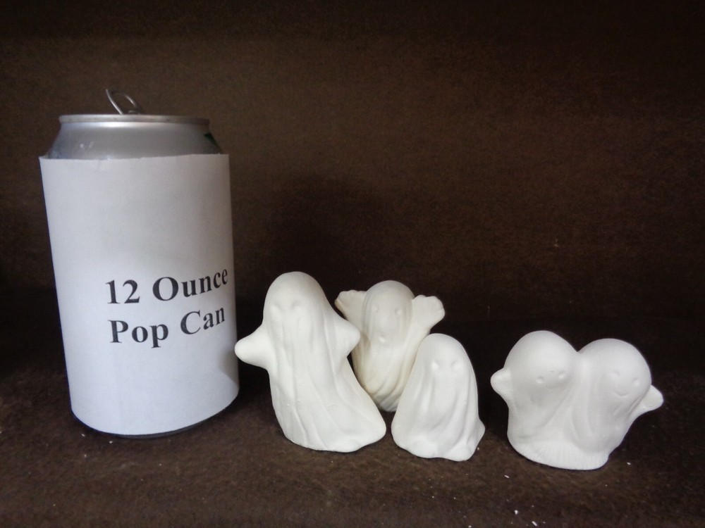 E246 - 4 Ceramic Bisque 1.5" - 2.5"  Small ghosts - Ready to Paint