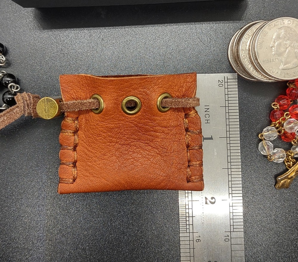 TINY Deerskin Leather Drawstring Pouch for rings, earrings, coins.