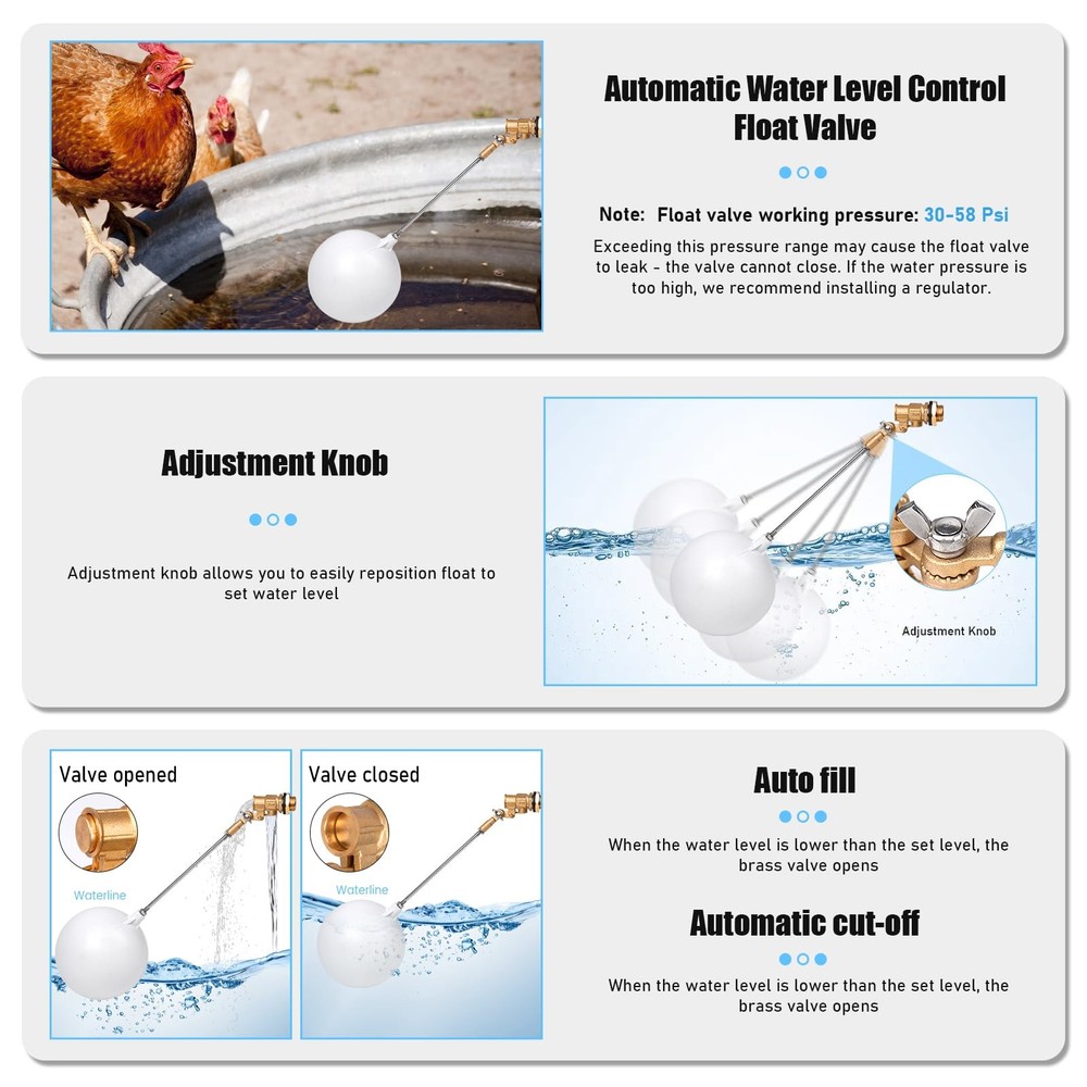 Brass Float Valve 1/2 inchPlastic Water Float Valve with Long Adjustable Arm ...