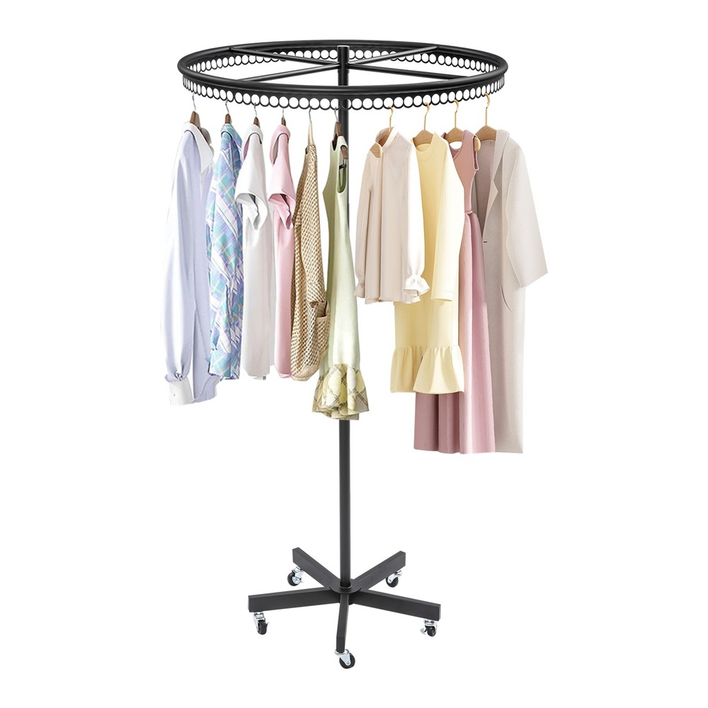 360° Rollable Round Stand Ring Stand Clothes Rack Height Adjustable 66lbs Load