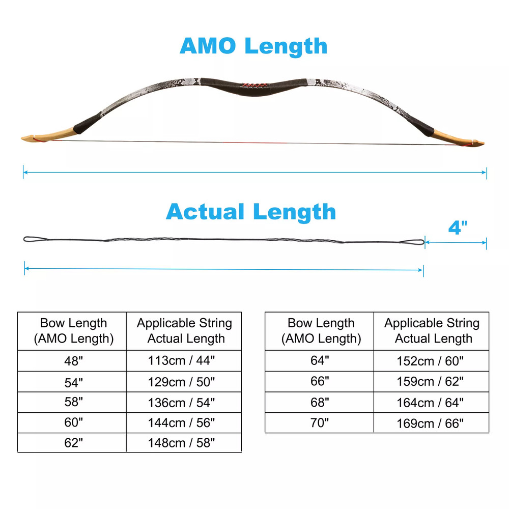 2 Pack 53" Recurve Bow String 12 Strands Archery Bowstrings Replacement Black US