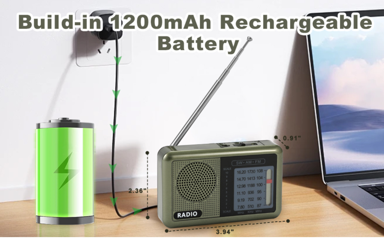 3 Band Mini Pocket Radio with Rechargeable Battery, Portable FM AM Shortwave R..