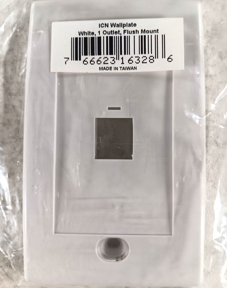 ICN Wall Plate White 1 Outlet Flush Mount