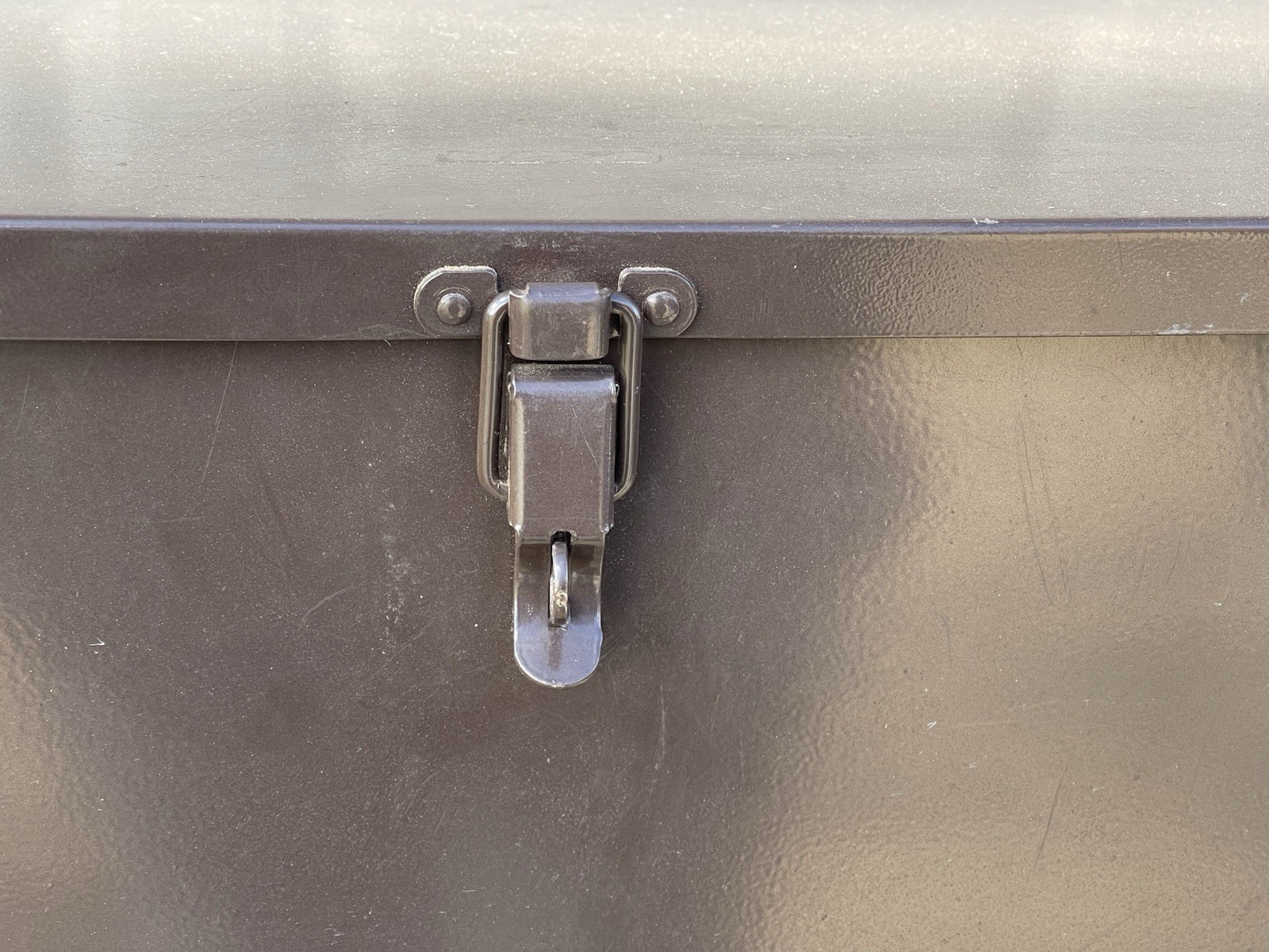 VTG Metal Chuck Box Camping Kitchen Storage Trunk w/ Contents Brown