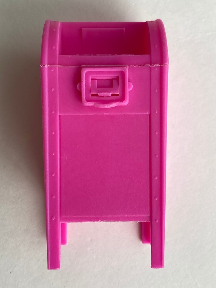 Vintage Pink Fleer MAILBOX Empty Candy Container - 3" Tall Ingredients on bottom