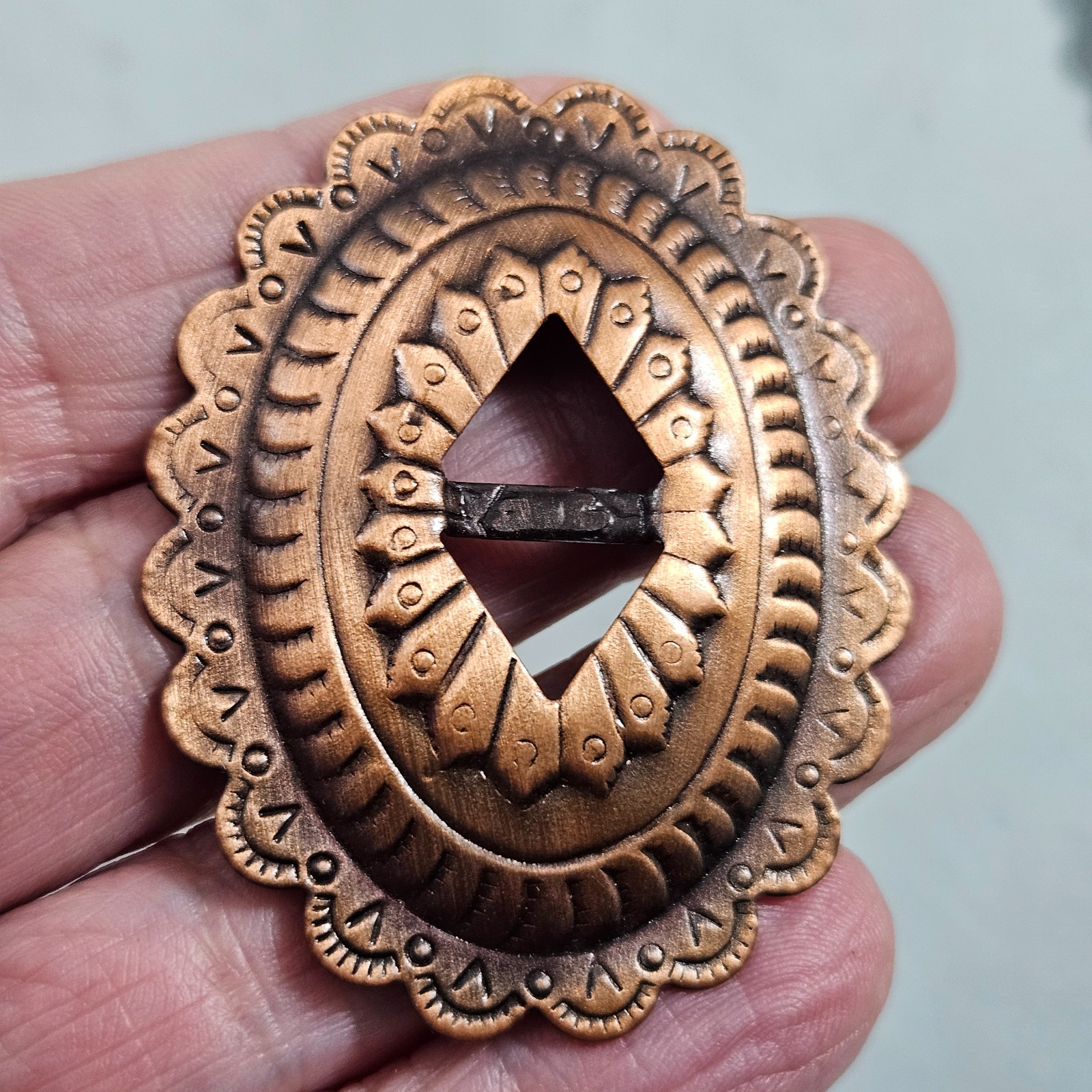 21 Oval Conchos Slotted Antique Copper Saddle Western Leather Crafts Large Vtg