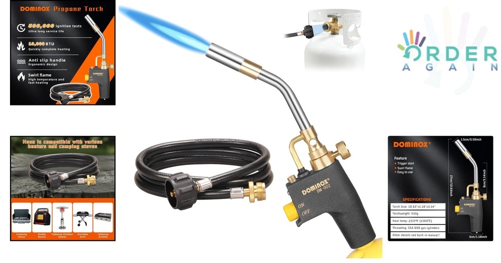 Propane Torch Head with 5FT Hose High Intensity Trigger Start Gas Torch Kit