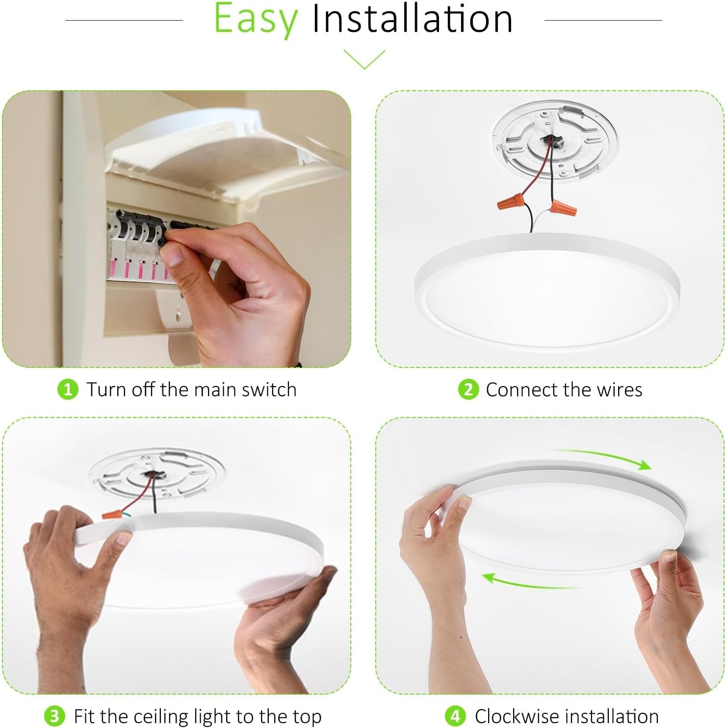 2Pack LED Flush Mount Ceiling Light 24W Ultra Thin Round White 3000k 4000k 6500k