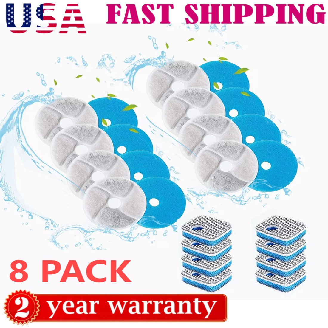 Pet Activated Carbon Filters Round Replacement for Dog Cat Kitty Water Fountain