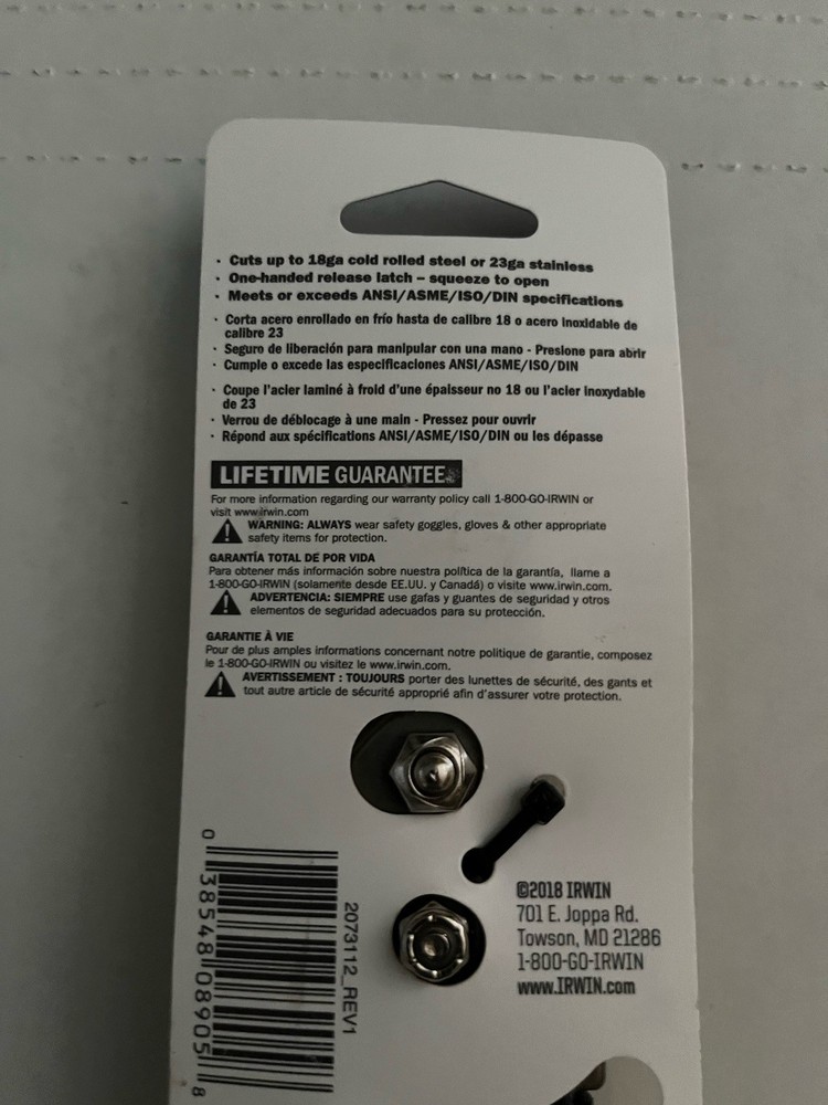 Irwin Aviation Snips Right & Straight Cut Compound Leverage, 2073112