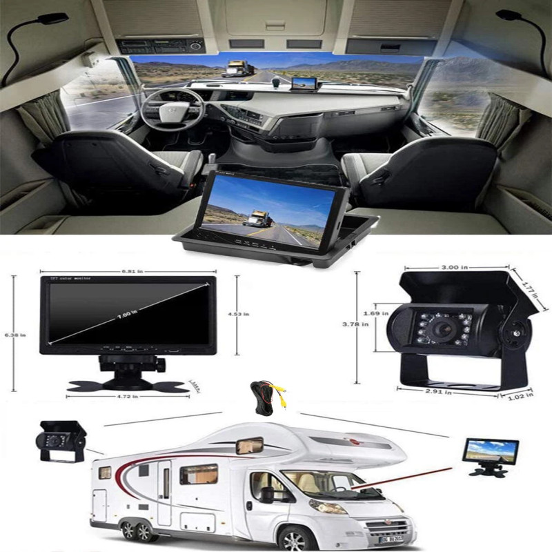 4PIN Reversing Camera 7" 2-Way Display for Trucks RVs