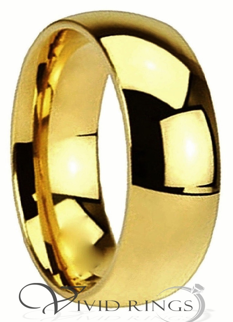 Gold Plated Stainless Steel Ring Plain Wedding Band Size 4 to 14.5