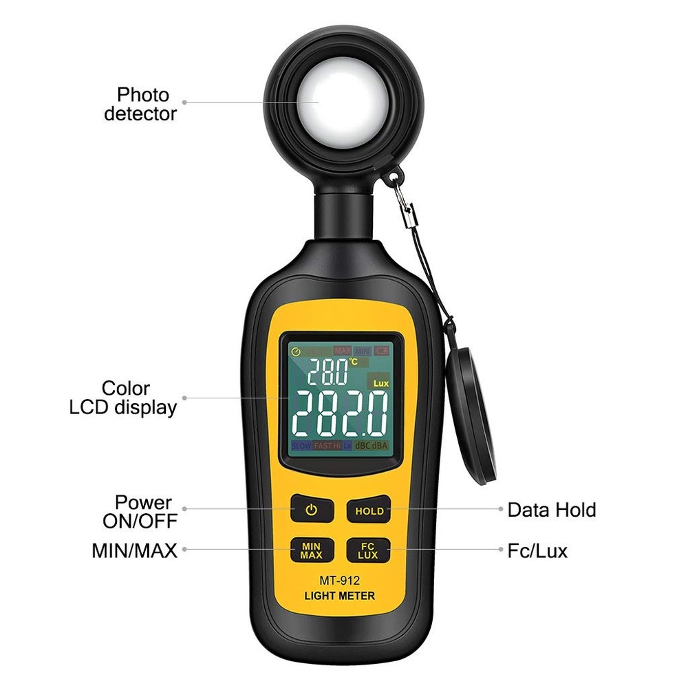 Light Meter Digital Illuminance Meter Handheld Ambient Temperature Measurer
