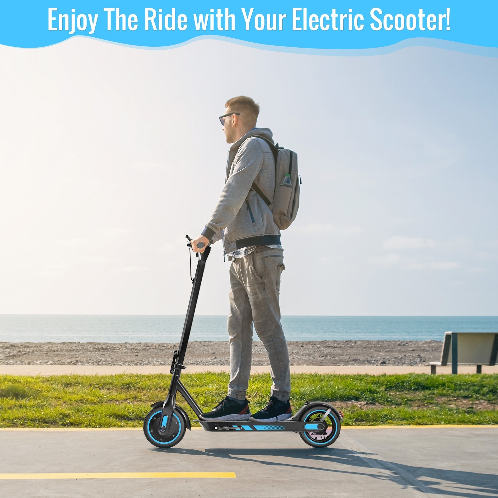 V10 Electric Scooter 500W 10''Air Tire 25MPH 22Mile Long Range Foldable 10.5AH