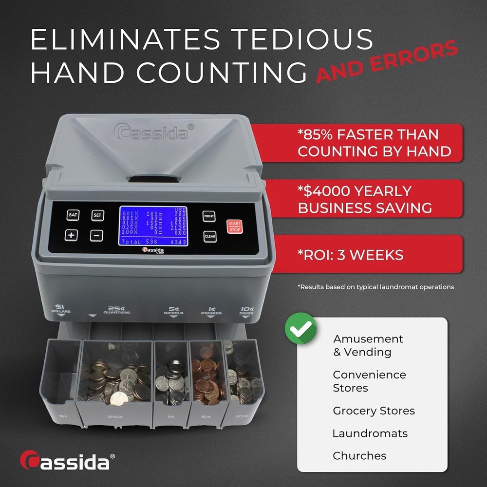 Fast Coin Counter Machine Quickload Printing Gray