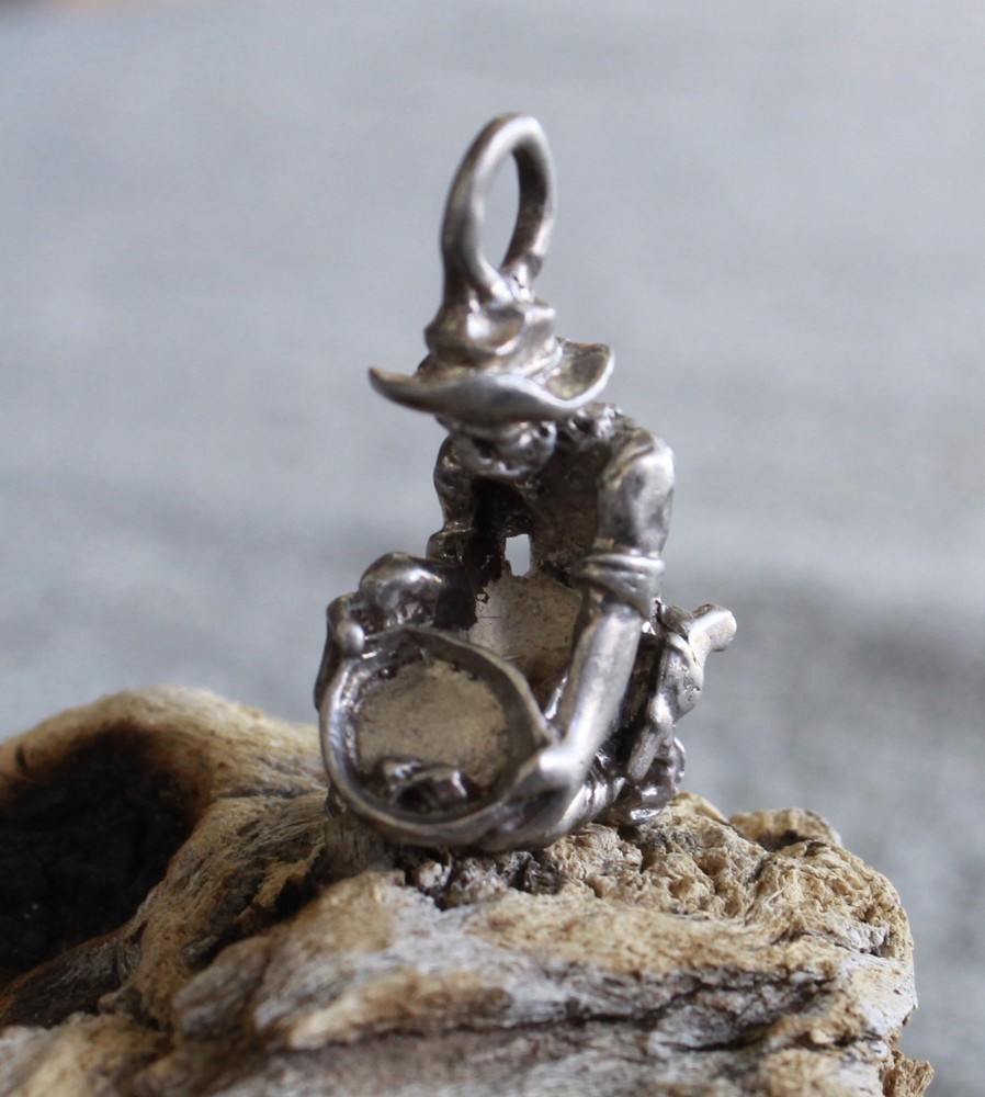 Gold Panner Prospector Figure Solid Sterling Silver pendant casting