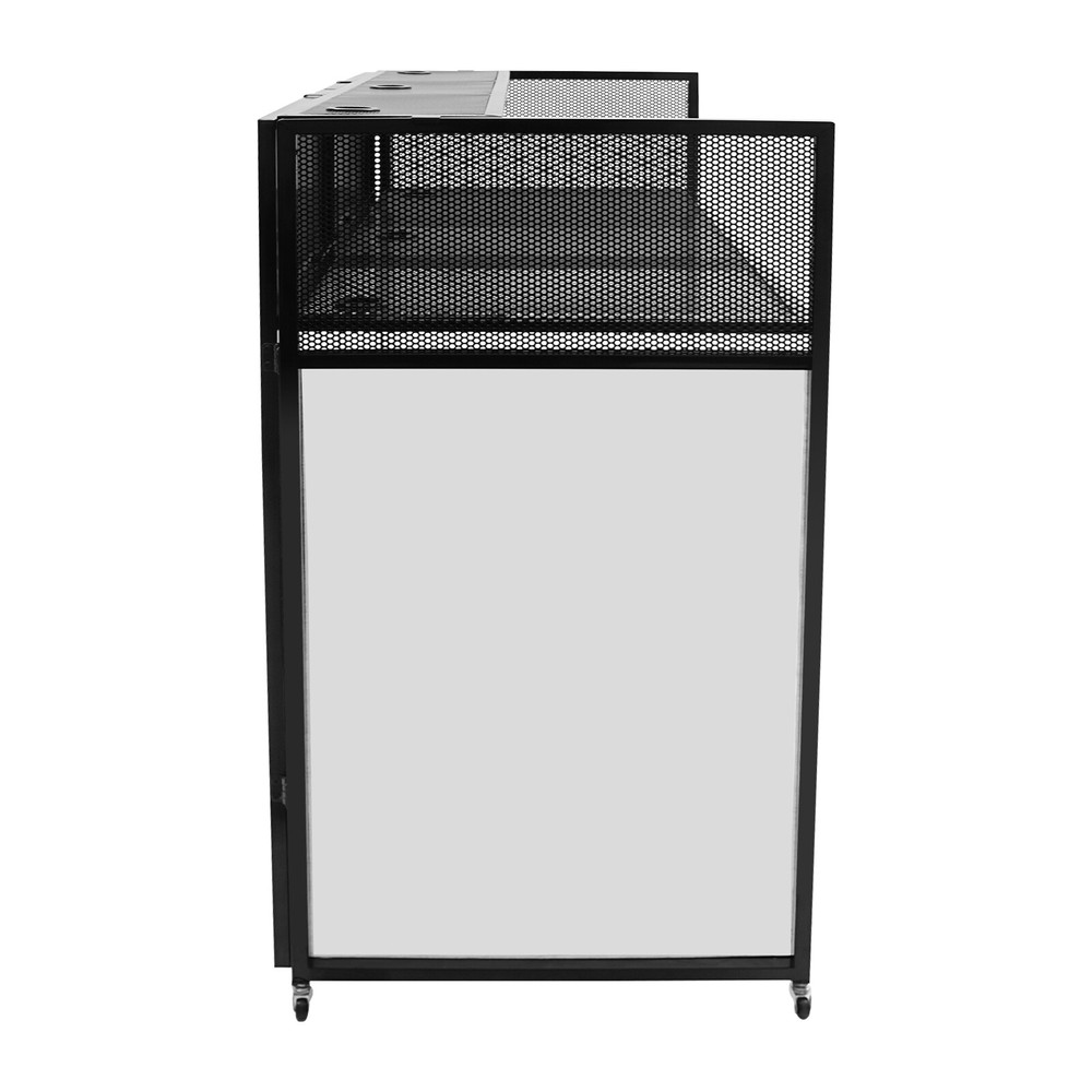Foldable DJ Booth Stand DJ Booth Facade Table DJ Controller Stand with Casters