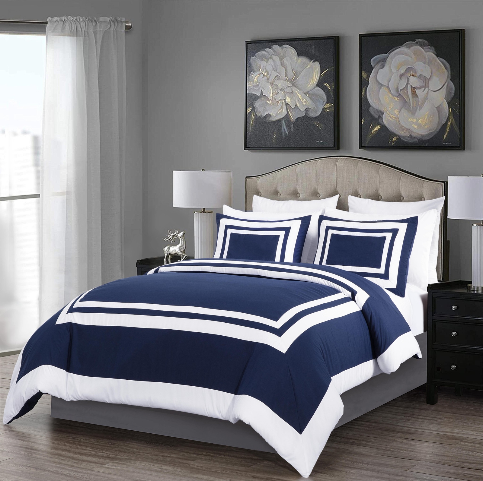 Chezmoi Collection 7-Piece Square Pattern Hotel Style Bed in a Bag Comforter Set