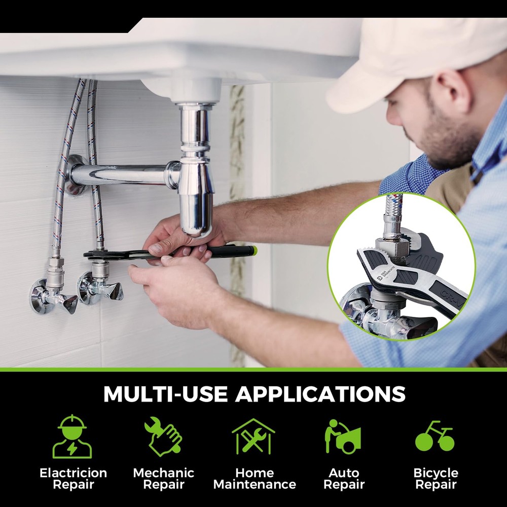 Multi-function Adjustable Pipe Wrench Set, 2-Piece, Quick Self-Adjusting, Pow...