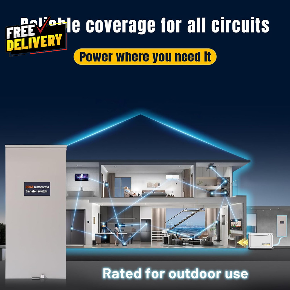 200 Amp Automatic Transfer Switch W/Power Management Replacement for Generac....