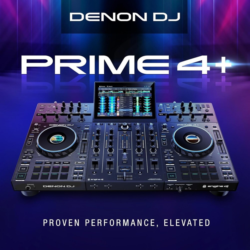 4-Deck Prime 4+ DJ Controller with Wi-Fi Streaming & Dynamic Drop Sampler Mixer