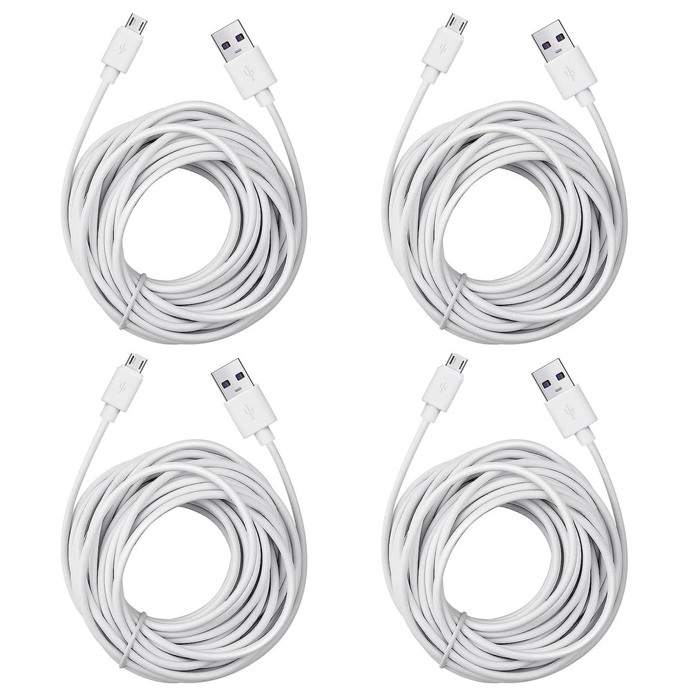 Smays 4-Pack 25Ft Security Camera Micro Usb Extension Cable Compatible