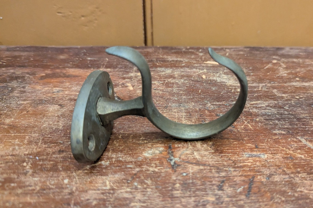 Antique Early Fireplace Tool Jamb Hook Solid Brass Primitive