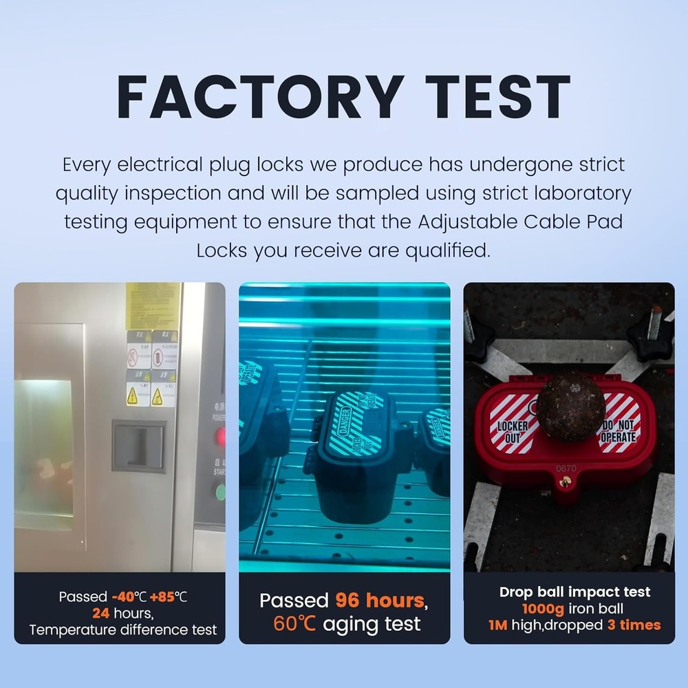 Plug Locks for Power Cords with Keys - Medium Self-Locking Cover (No Padlock Req