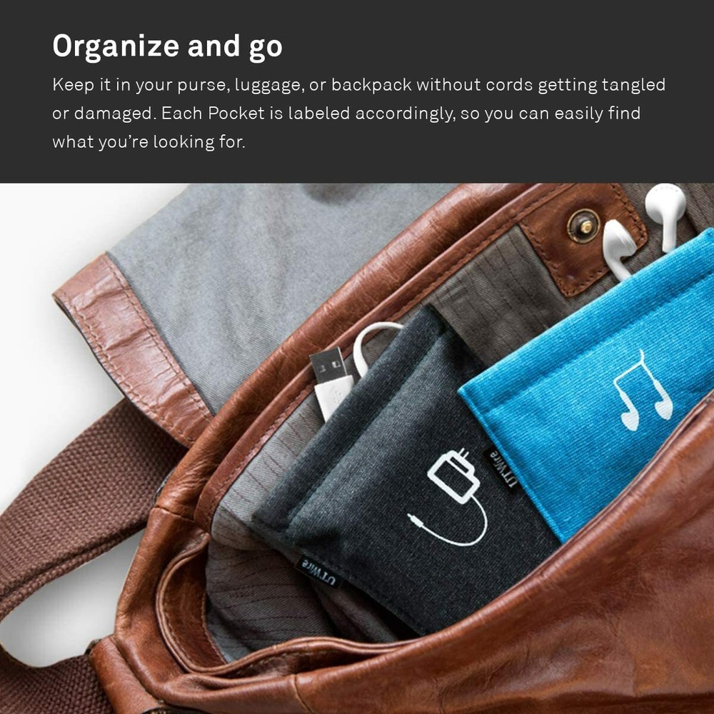 (2 pack) UT Wire Pocket Snap & Store Mobile Charger Case Pouch
