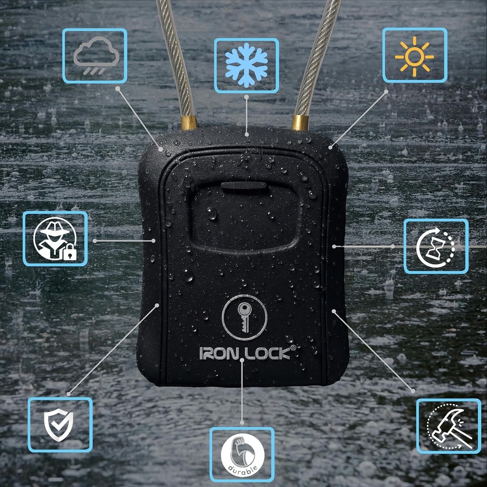 Durable Waterproof Key Safe Box with Resettable Code - Perfect for All Locations