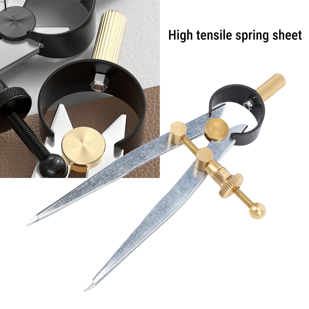 Spring Wing Divider Caliper Adjustable Lockable 4in Steel Leather Compass⭐