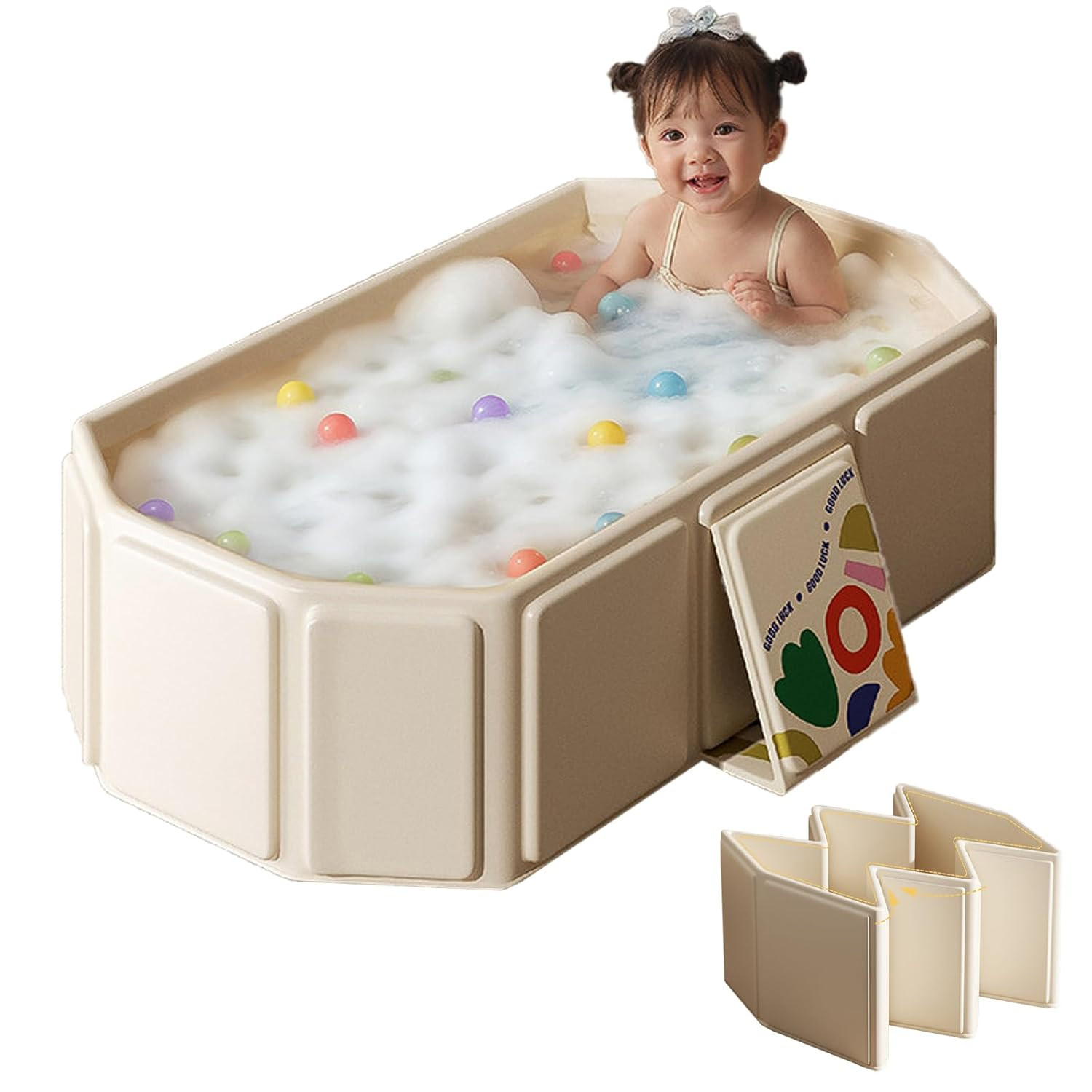 Toddler Bath Tub for Shower, Portable Baby Bathtub, Foldable Kids Bathtub – Port