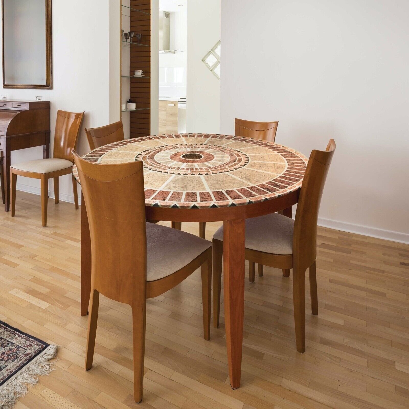 Mosaic Fitted Round Table Cover - Indoor/Outdoor Decorative Stretch Cover NEW