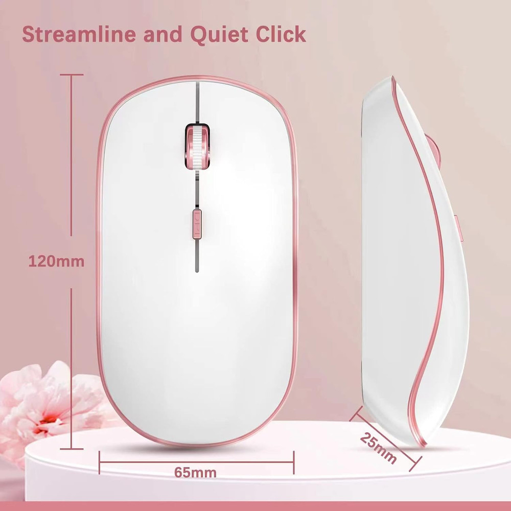 Wireless Keyboard Mouse Combo,Typewriter Keyboard Wireless, Portable Pink Keyboa