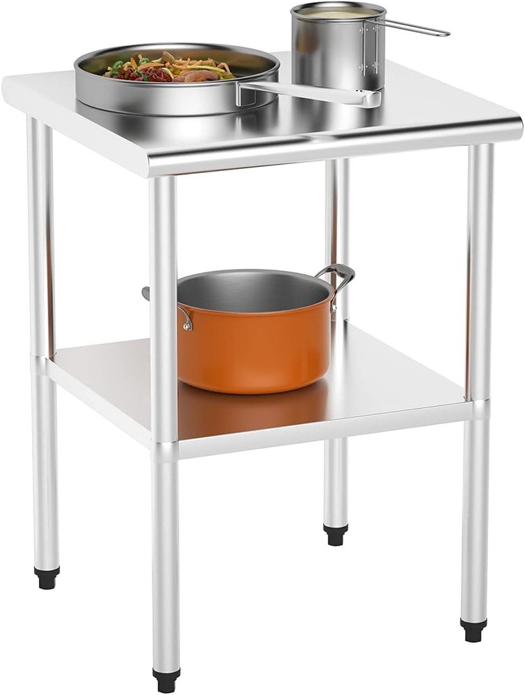 24'' x 24'' Stainless Steel Table for Prep & Work with Adjustable UnderShelf New